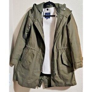 Madewell Women's Utility Jacket Parka Coat Medium Removable Sherpa Hood Green